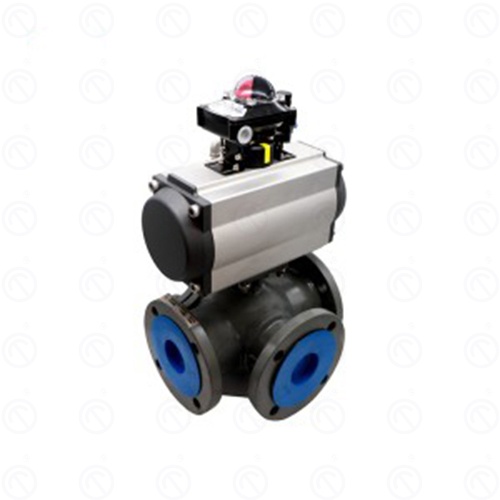 气动三通法兰球阀